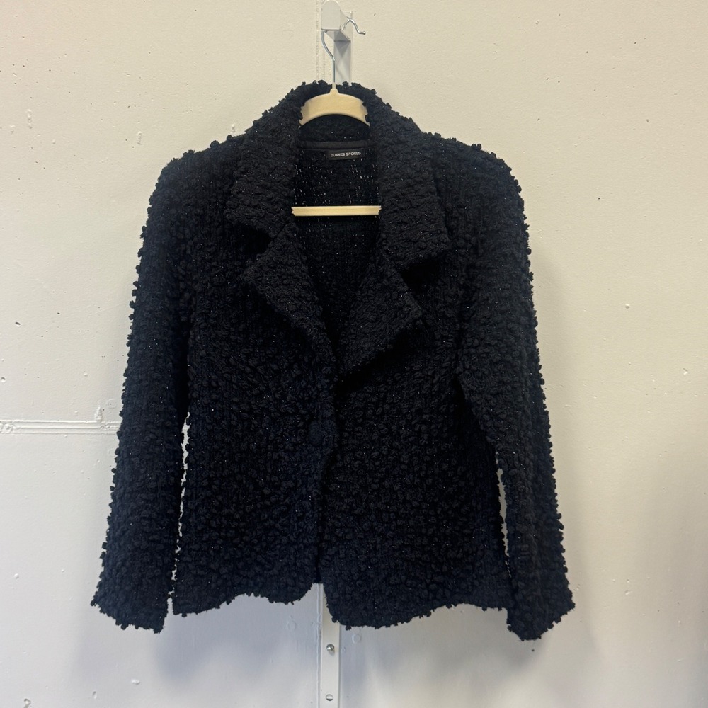 Dunnes Stores St Bernard Black‎ Popcorn Knit Shimmer Cardigan Jacket Size 10-12